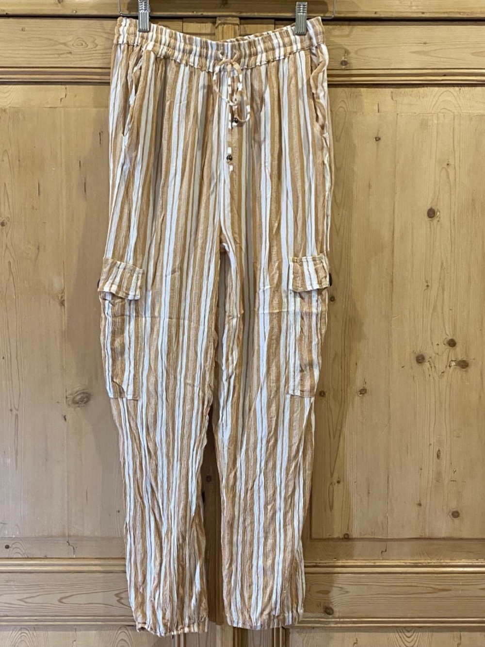 Angie Rayon Gauze Striped Joggers Pants Size Large